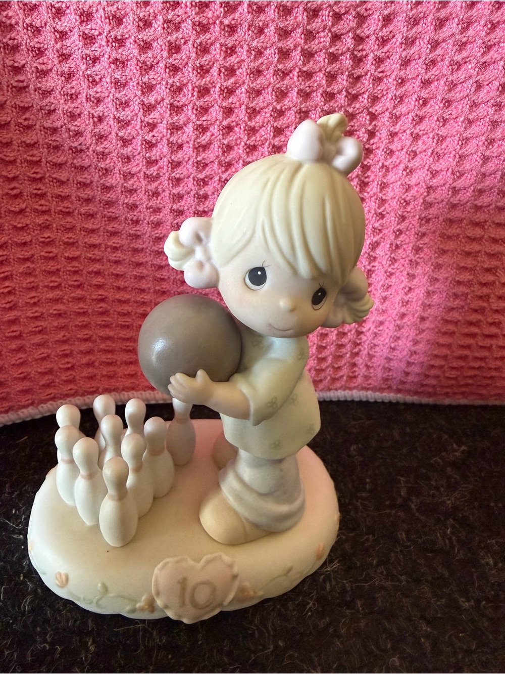 Precious Moments Cream and Pink Bowling Girl Figurine 183873